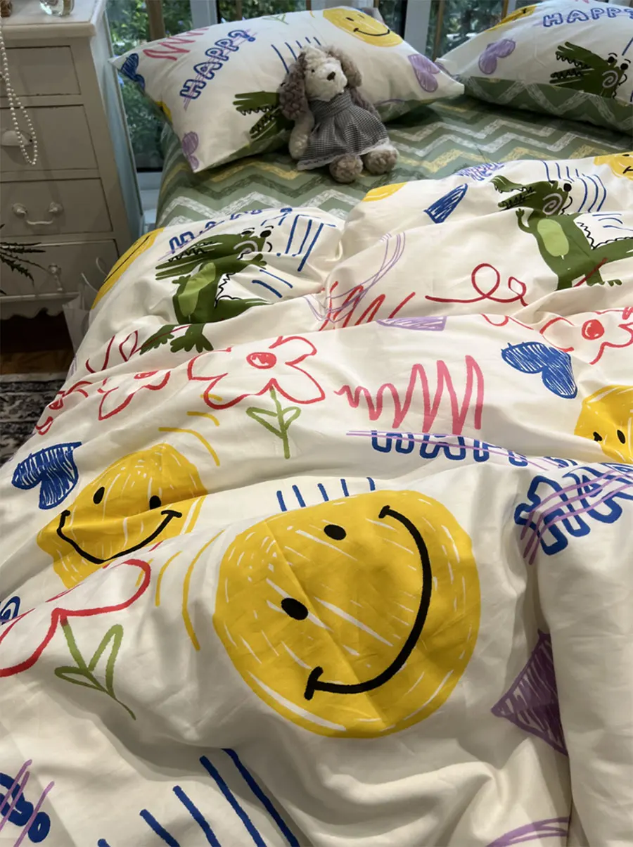 Постельное белье с милым мультяшным динозавром для детей-подростков красочный