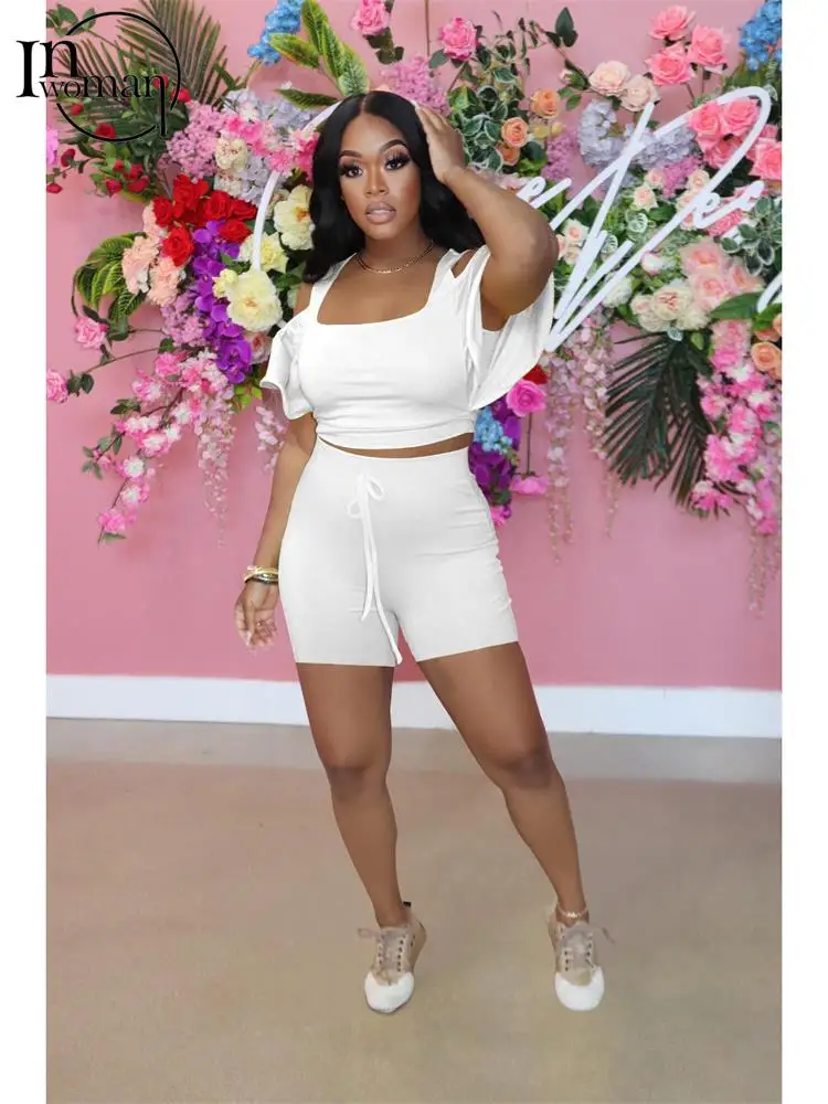 

Женский комплект из двух предметов с коротким рукавом и шортами, на лето