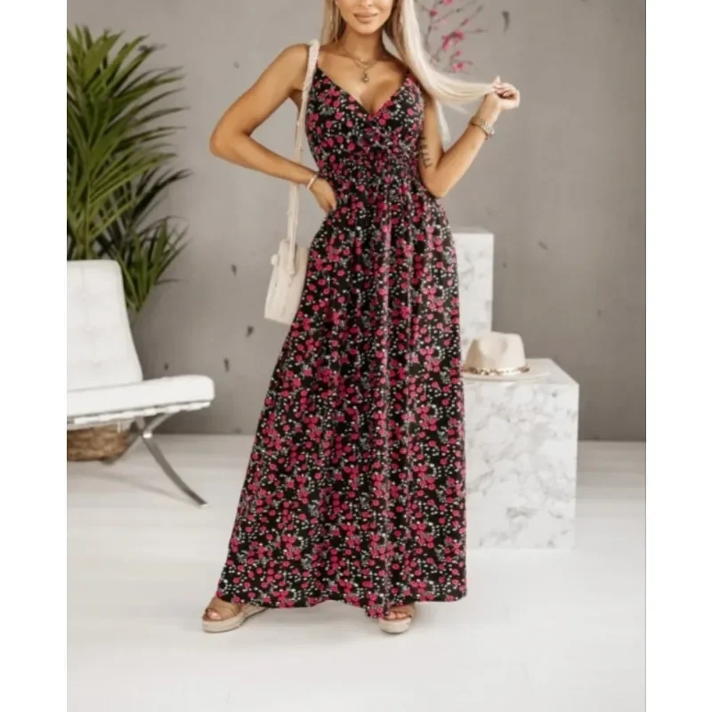 Летнее женское Повседневное платье без рукавов с цветочным принтом в морском