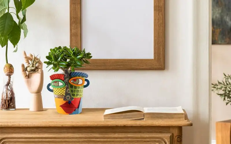 

Горшок для растений на лице, домашний цветочный горшок из абстрактной смолы, в форме головы, для балкона, цветочный горшок для суккулентов, украшение