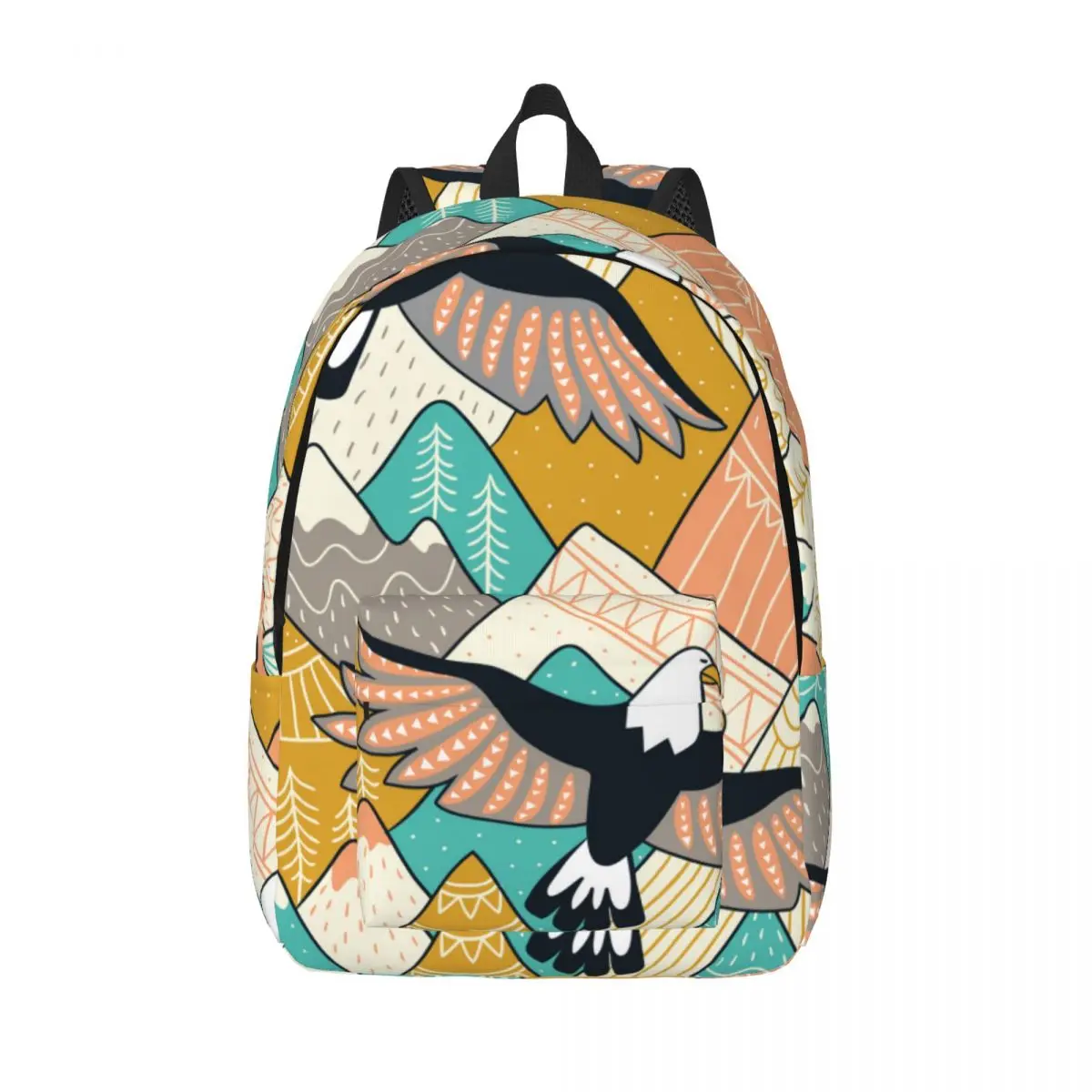 Laptop Backpack Unique Ethnic Mountains And Eagles School Bag Durable Student Backpack Boy Girl Travel Bag