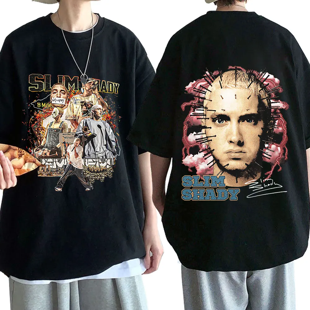 

Hip Hop Eminem Slim Shady T-shirts Vintage Punk Gothic T Shirt Men's Women's Graphic Tee Shirt Oversized Harajuku Streetwear