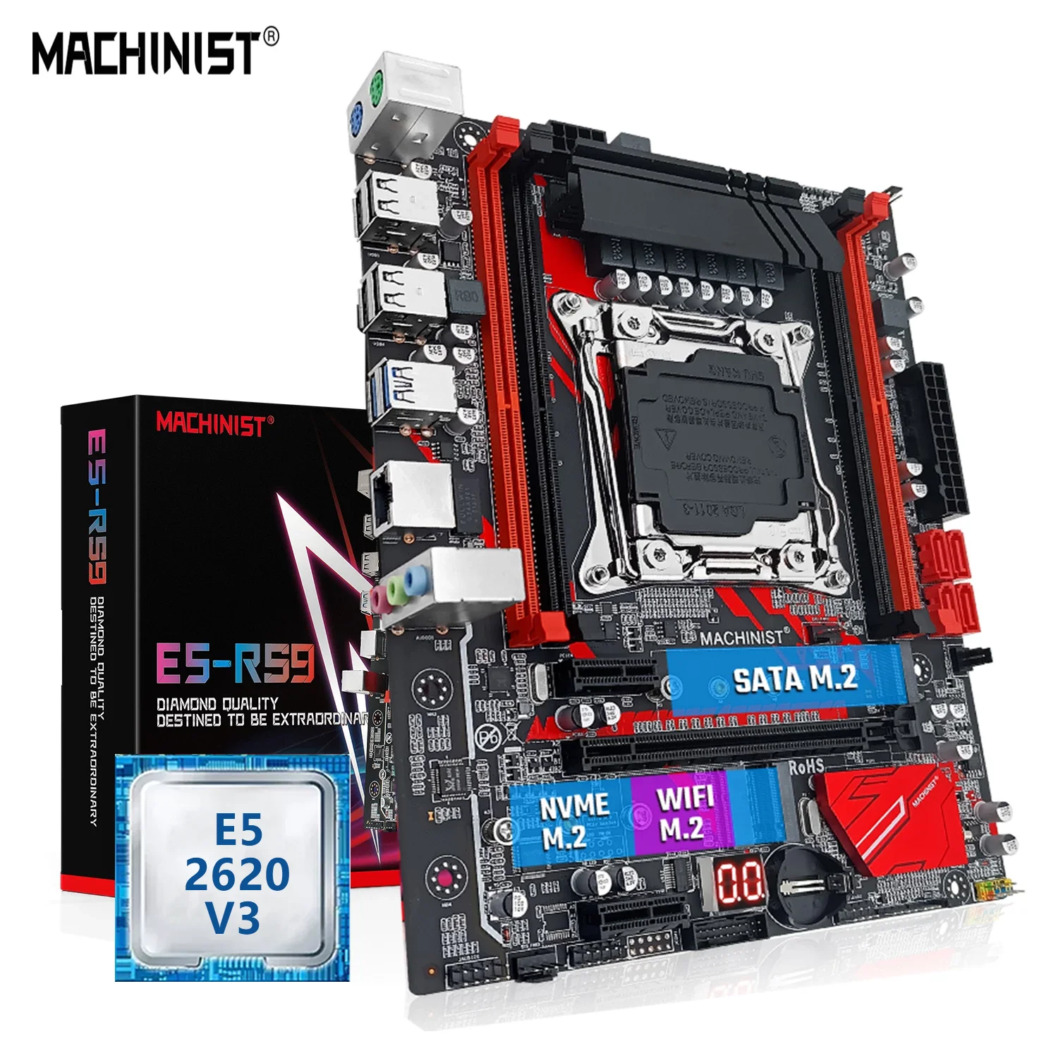 MACHINIST RS9 X99 Motherboard With Kit Xeon E5 2620 V3 Processor LGA 2011-3 Combo Support DDR4 RAM NVME M.2 USB 3.0 Four-channel