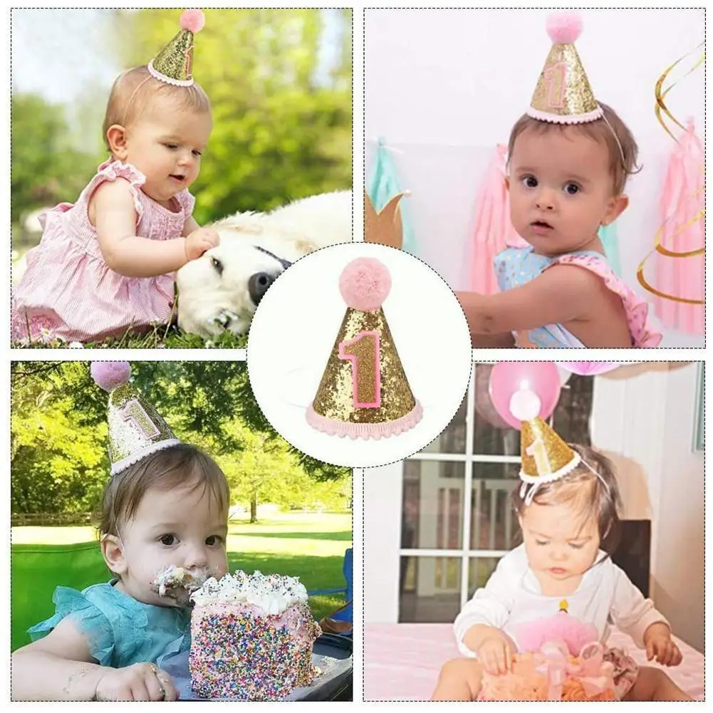 

200 Pcs Lilnk Birthday Party Hat Glitter Small Pointed Mini Boys Party Hat Party Nautical Hat Felt Birthday First Hat Girls K1p3