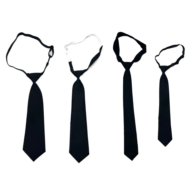 

JK Uniform Tie Black Uniform Ties For Men Long Skinny Knot Free Tie