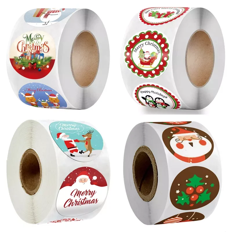 Купи Merry Christmas Stickers Cute Animals Snowman Trees Decorative Stickers Wrapping Gift Box Label christmas Tags за 321 рублей в магазине AliExpress