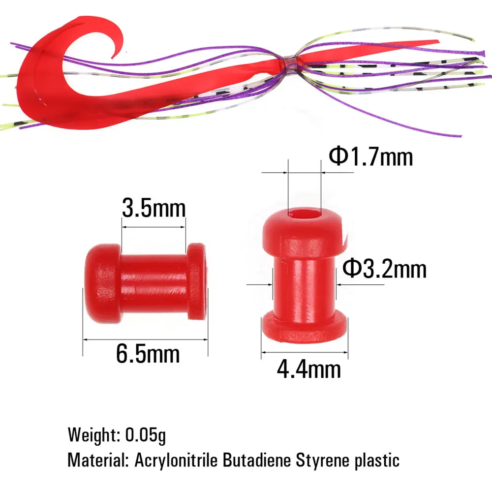 50PCS Copper/Plastic Slide Parts Saltwater Fishing Equipment Snapper Skirts and Rubber Tie Mule Maintenance Supplies 4 Types