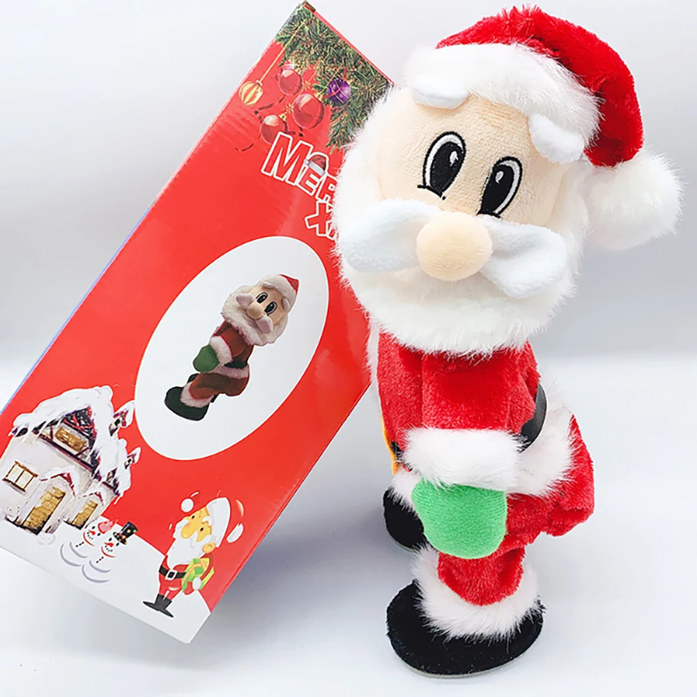 

Christmas New Year Musical Electric Twerk Singing Dancing Santa Clause Hip shake Figure Twisted Hip Toys Plush Electric Toys