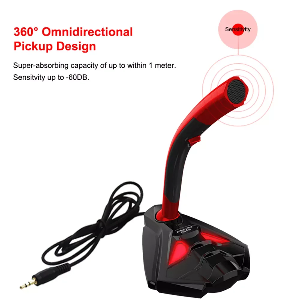 

Wired Microphone With Phone Stand Tabletop Stereo Gaming Microphone Studio Gaming 360° USB Microphone