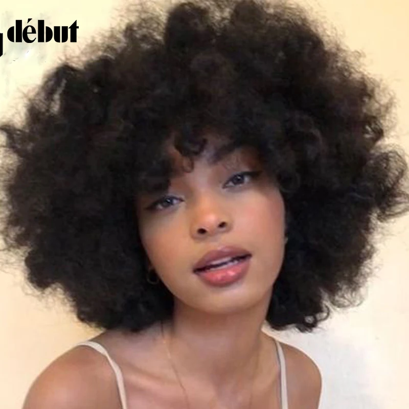 Afro Kinky Curly Wigs Short Cut Wig 100% Brazilian Curly Human Hair Wig For Black Women Full Machine Wigs Short Pixie Cut Wig