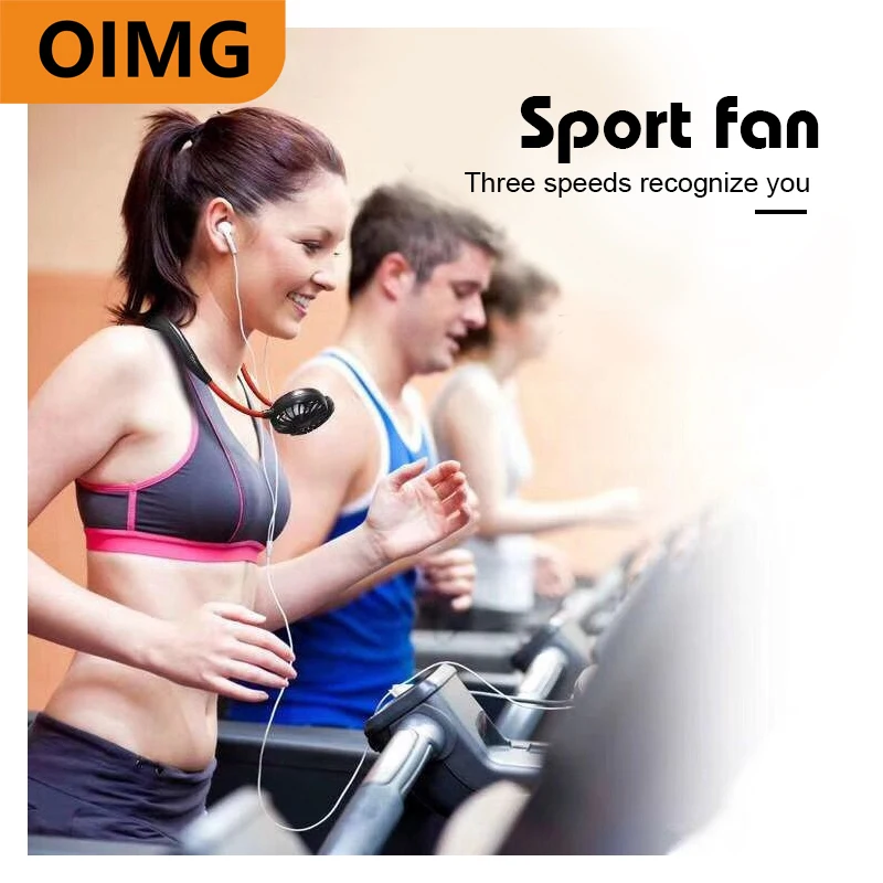 

USB Portable Fan Cold Hands Free Neck Fan Hanging Rechargeable Mini Sports Fan 3-Speed Adjustable Neck Dual Home Office