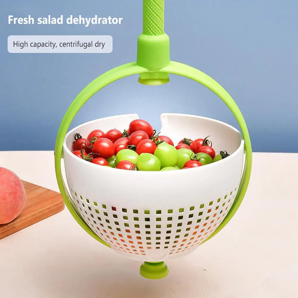 Kitchen Salad Spinner With Anti-slip Handle 360 Degree Rotating Spinning Colander For Vegetables Fruits Plastic Cleaning Basket