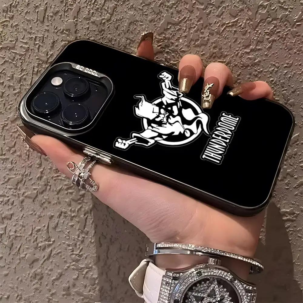 MINISO-Thunderdome Music Phone Case Matte Colored Silver For Iphone 16 15 14 Pro 13 12 Plus 11 Luxury Cover