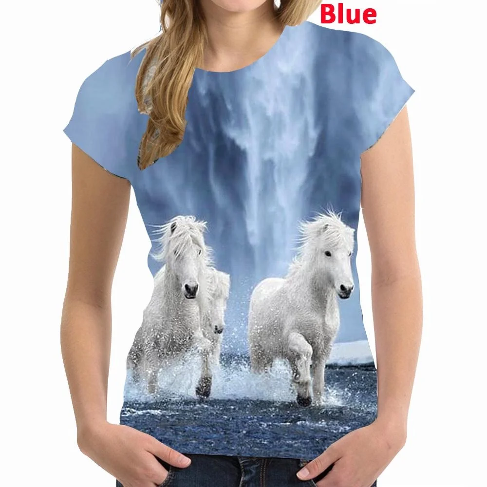 

Men's/Women T-shirt 3D Animal Printing Horse Short Sleeve Round Neck T-shirt Summer Tops