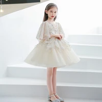 children dress sequins mesh princess dress tutu skirt piano performance costume children host flower girl dress skirt 2022 2 14y