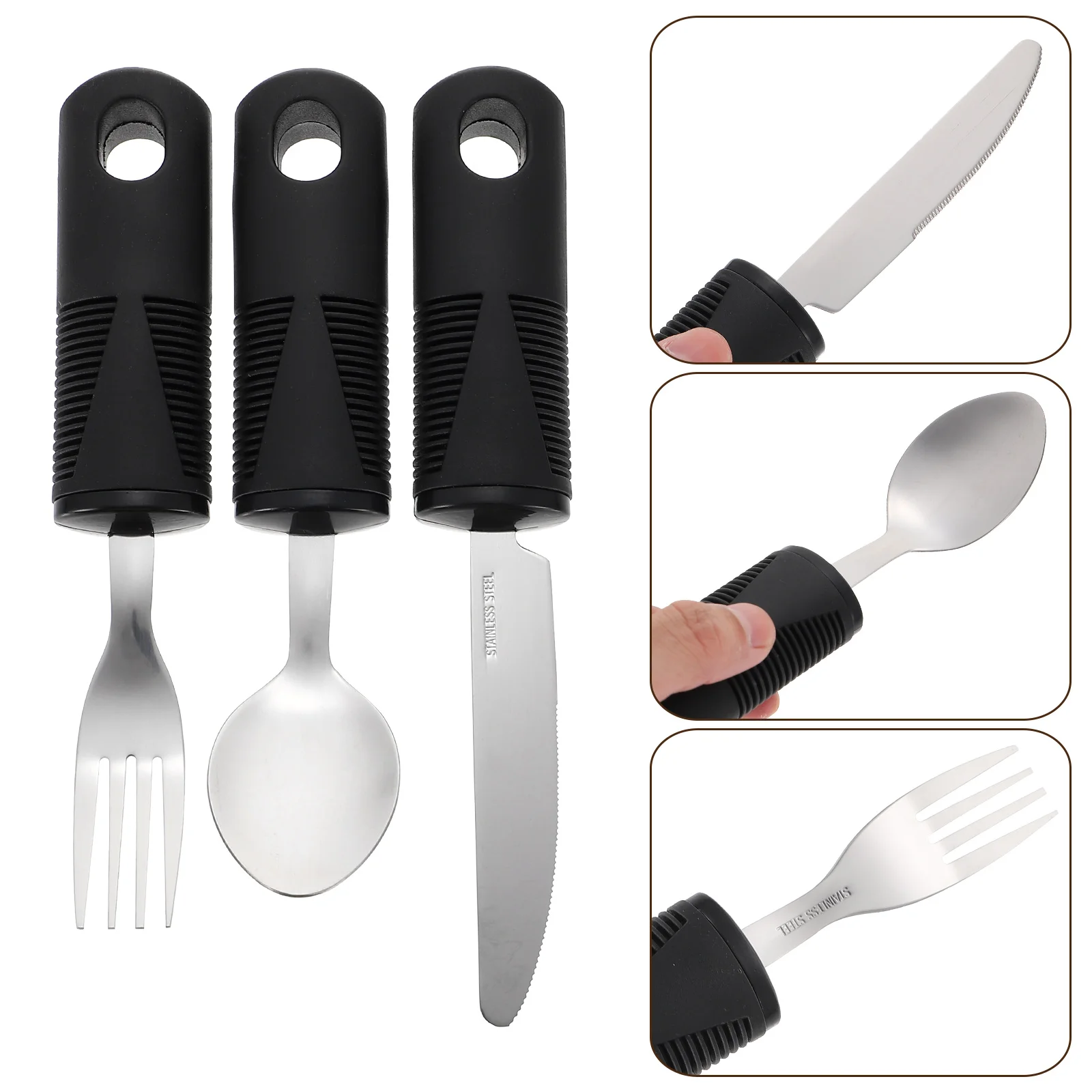 

Adaptive Utensils Silverware Spoon Fork Eating Cutlery Elderly Weighted Parkinsons Built Flatware Disabled Special Spoons Hand