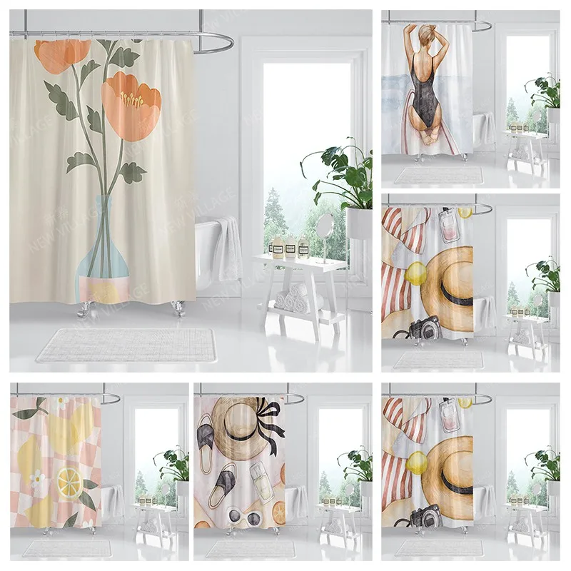 

Waterproof fabric shower curtains Bathroom curtain accessories 180x200 Bath curtain for shower 240*200 nordic boho decoration