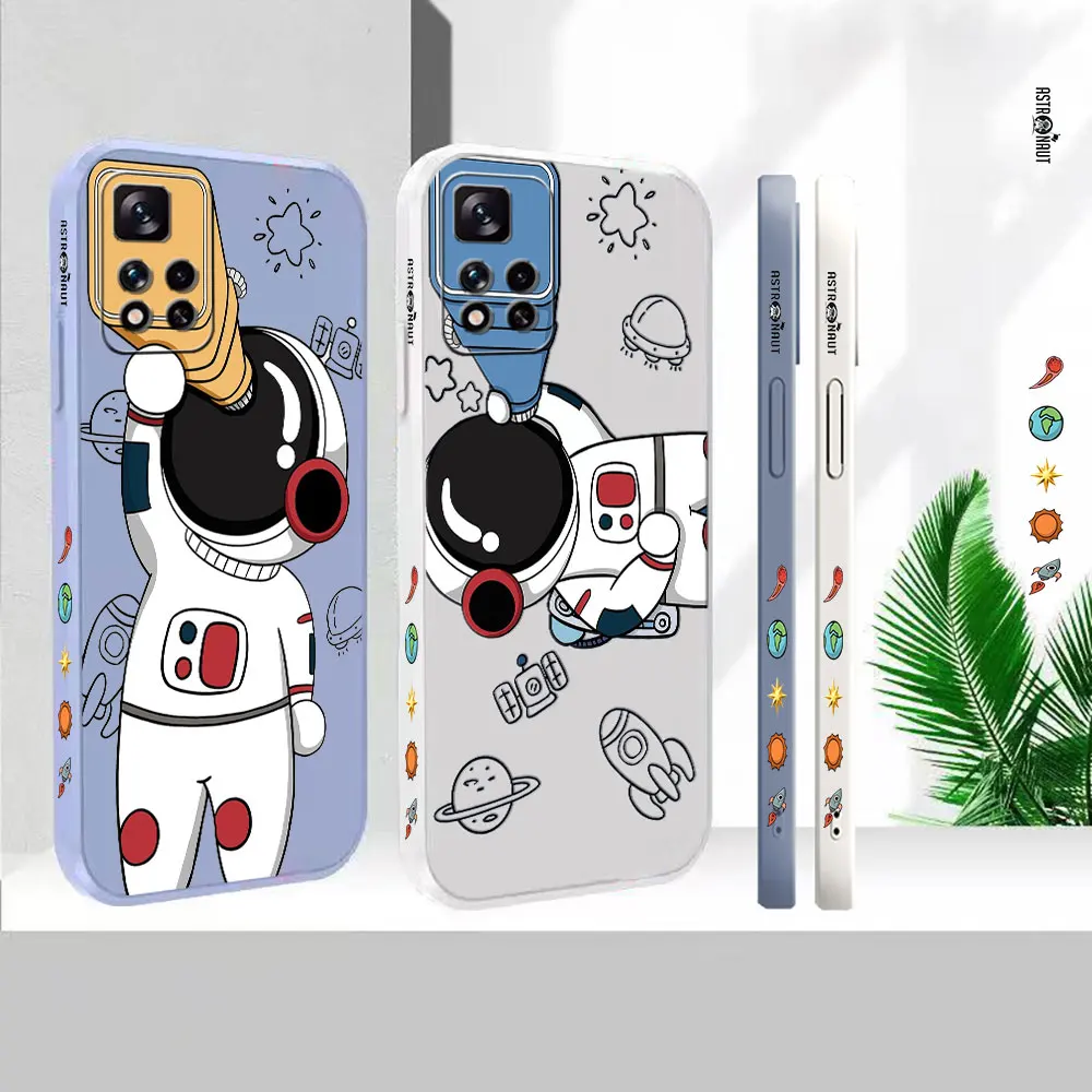 

Liquid Silicone For Redmi Note 12 11 11T 11R 11E 11S 11T 10 10T 9 9S 9T 8 7 7S Pro Plus Max 5G Cover Planet Astronaut Case Funda