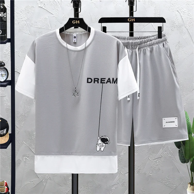 New Arrival Summer Short Sleeve T-shirt Men's Casual Sports Set Suits Tracksuits Fashion Two Piece Sets Veste De Costume Homme