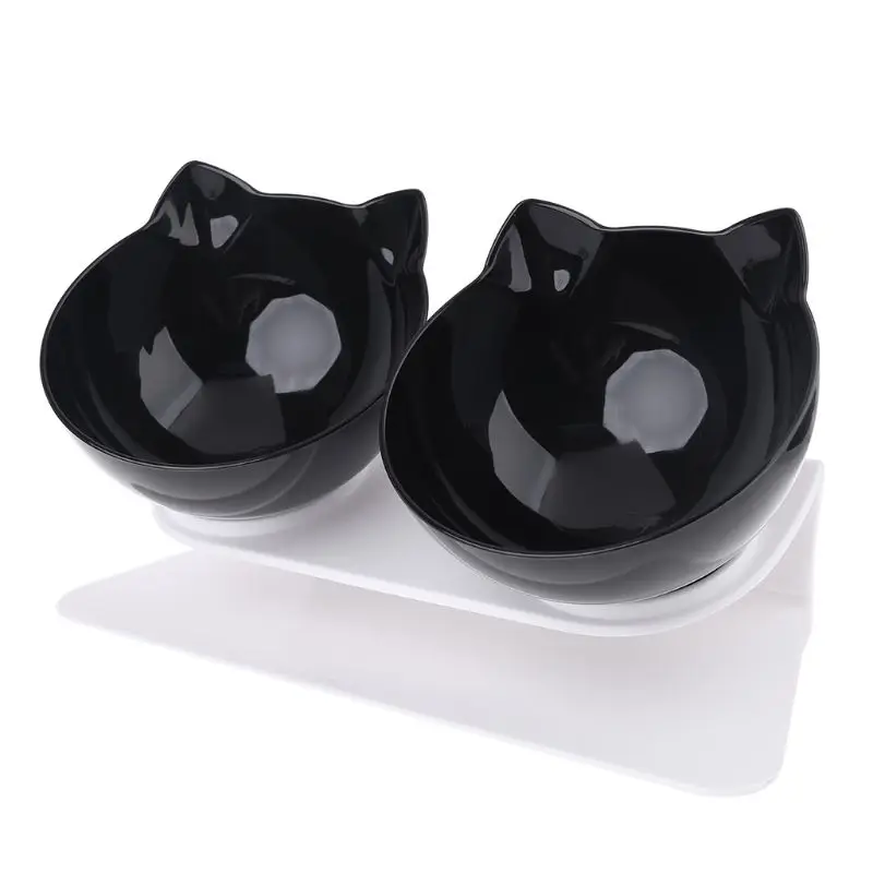 

Non-slip Cat Double Bowls with Raised Stand Pet Food Water Bowl Cats Dog Feeder