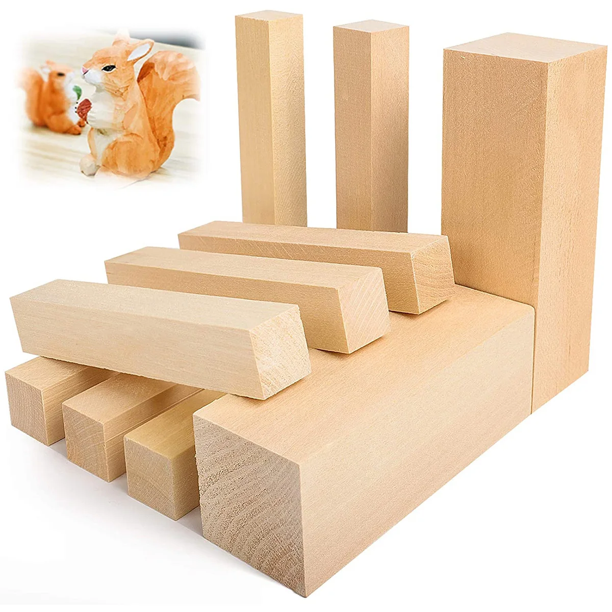 

10Pcs Basswood Carving Block Natural Soft Wood Carving Block Unfinished Wood Art Supplies for Beginner Expert DIY Wood Craft