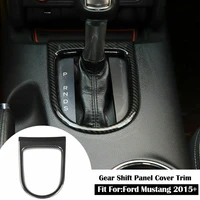 ford mustang 2015 gear shift panel cover trim carbon fiber black car interior gear shift panel frame car decoration accessories