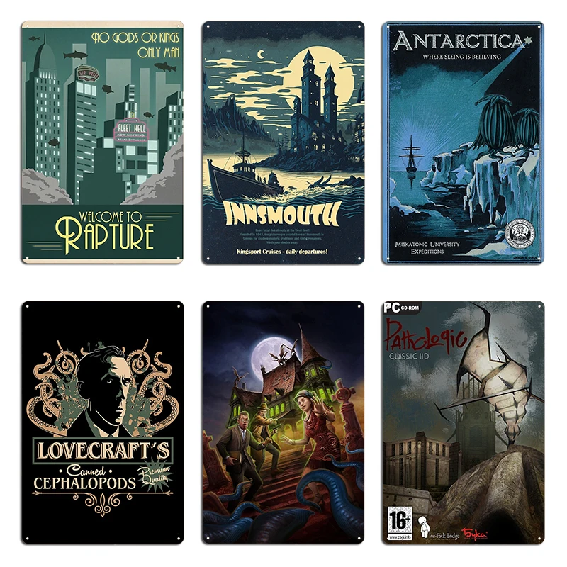 H P Лавкрафт туристический постер Университет Мискатоник металлический знак паб