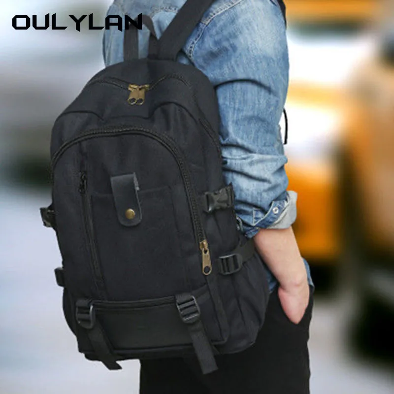 

OULYLAN 2023 New Men's Backpack Leisure Travel Canvas Backpack Large Capacity Fashion Backpack Student backpack