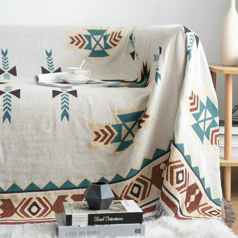 

Tribal Bohemian Mexico Blankets Outdoor Rugs Camping Picnic Blanket Boho Decorative Bed Plaid Sofa Mats Travel Tasslls Linen