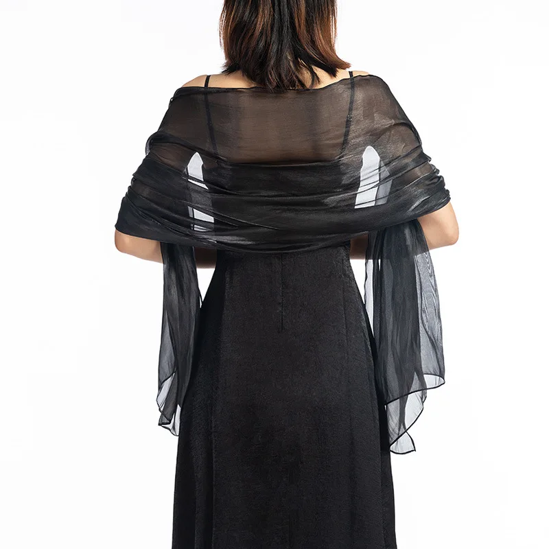 

Sexy Transparent Solid Color Yarn Long Shiny Sunscreen Cloak Shade Shawl Female Wedding Bridesmaid Party Evening Dress Scarf
