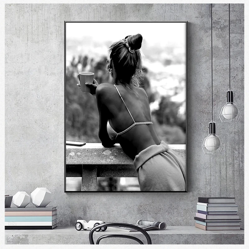 Черно-белый пикантный и красивый постер для питья пар печать на холсте картина