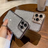 luxury flash drilling glitter phone case for iphone 13 12 mini 11 pro max xs xr x 7 8 plus se 202 fashion cute bling cover coque