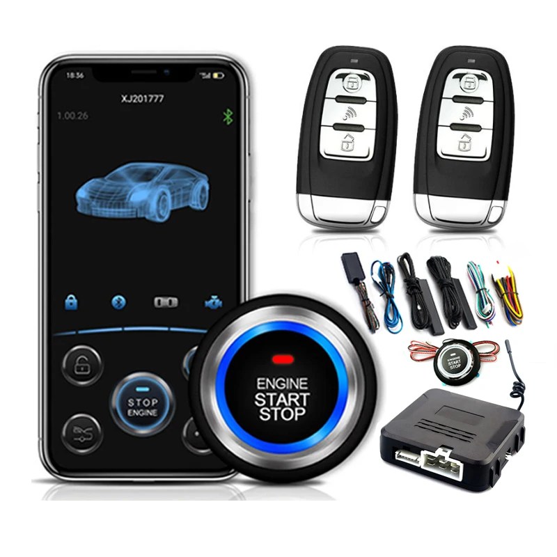

One Button Start Stop Autostart Keyless Entry System PKE Automatic Central Locking Car Mobilephone Remote Control Engine Start