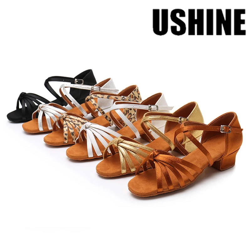 Качественные женские сандалии для латиноамериканских танцев USHINE на низком каблуке
