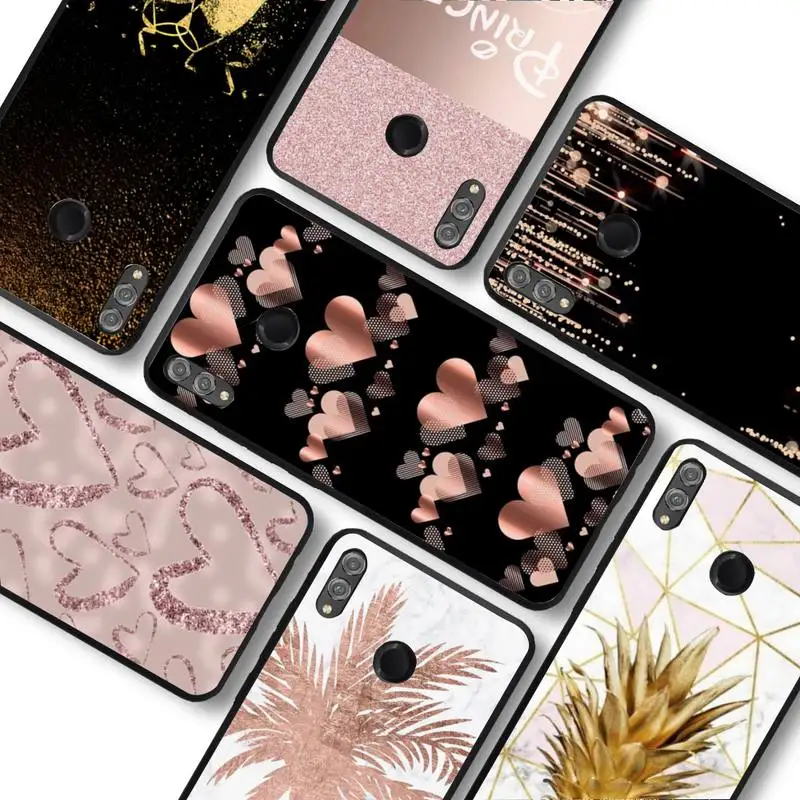 

Love Rose Gold Style Phone Case For Huawei honor 10Lite 10i 20 8x 10 Funda for Honor 9lite 9xpro Back Coque