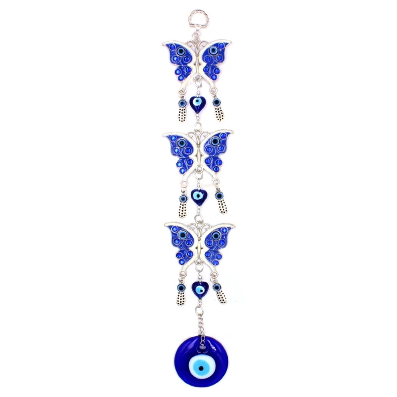 Стеклянная синяя подвеска в виде бабочки, брелок-кольцо, Настенный декор G2AB