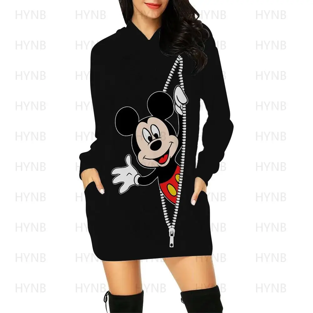 Sweater Dress Elegant Dresses for Women Long Sleeves Luxury Party Hoodie Disney Kawaii Mickey Women's 2022 Mini Minnie Mouse Y2k