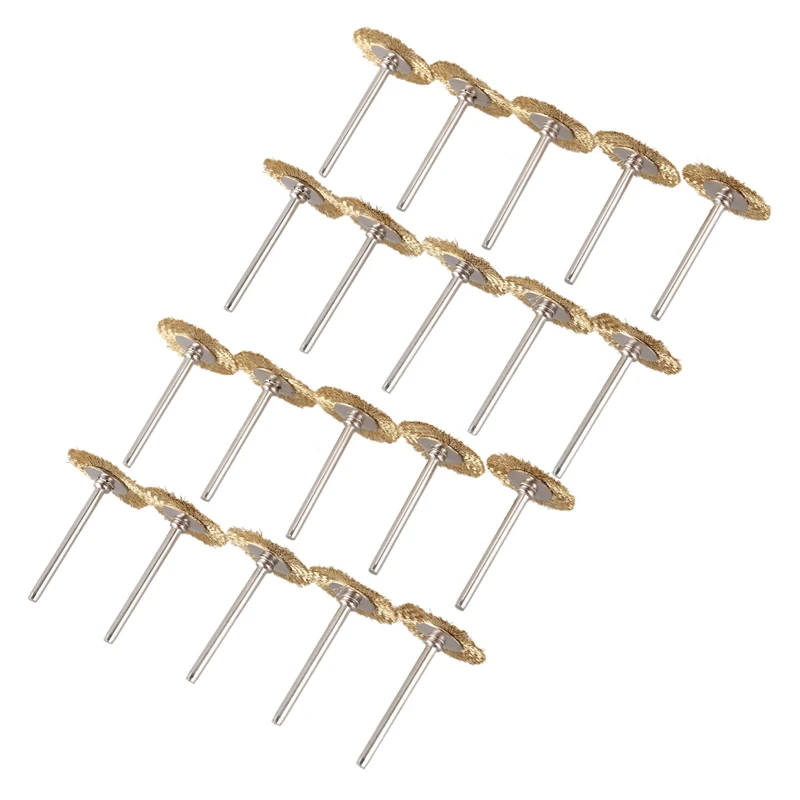 

20 X Brass Wire Brush Round Brushes Disc Brush Pot Brush For Dremel 25MM