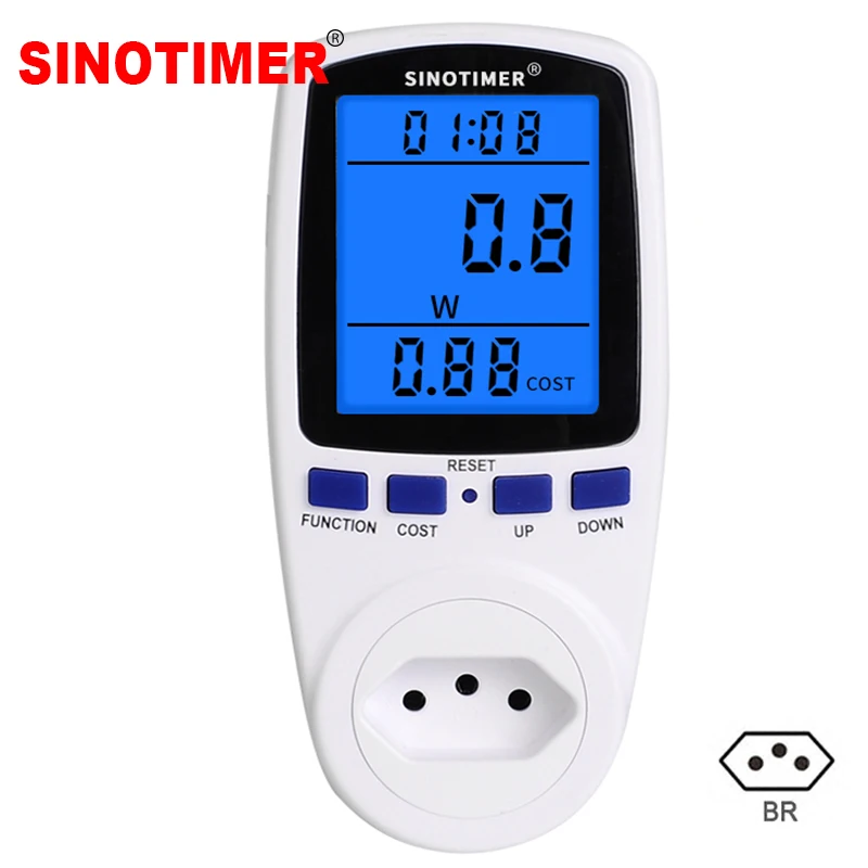 Brazil 4 Kinds Socket Plug Power Meter Energy Digital Wattmeter kWh Power Consumption Watts Electricity Analyzer Monitor AC 230V