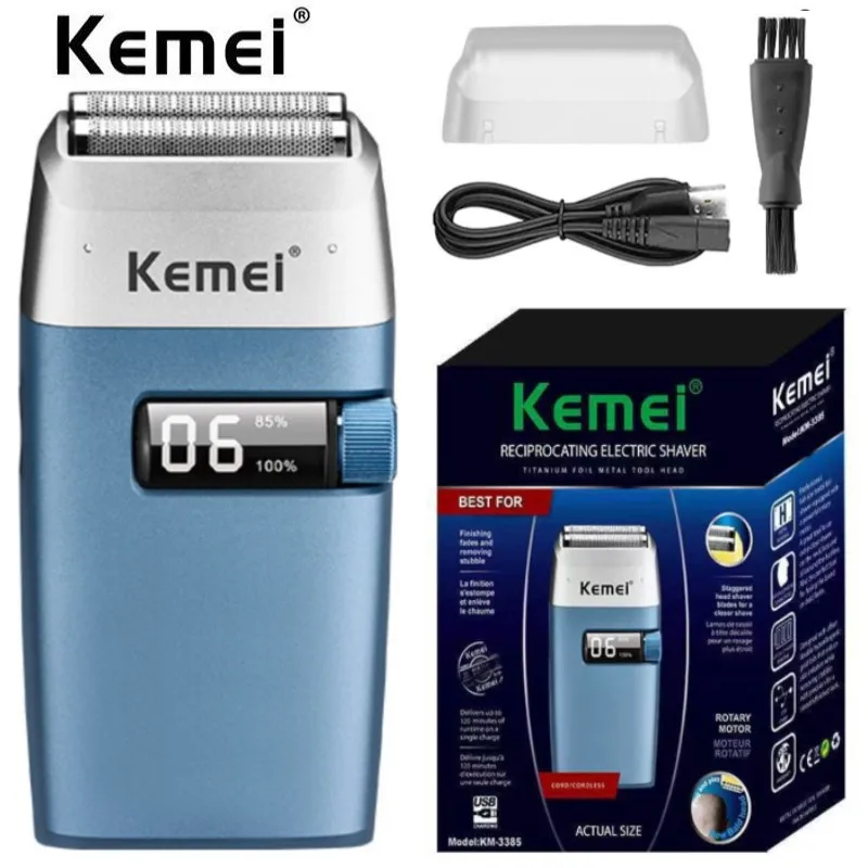 

Kemei 3385 rechargeable electric shaver hair beard for men facial stubble electric razor fades bald head shaving machine tool