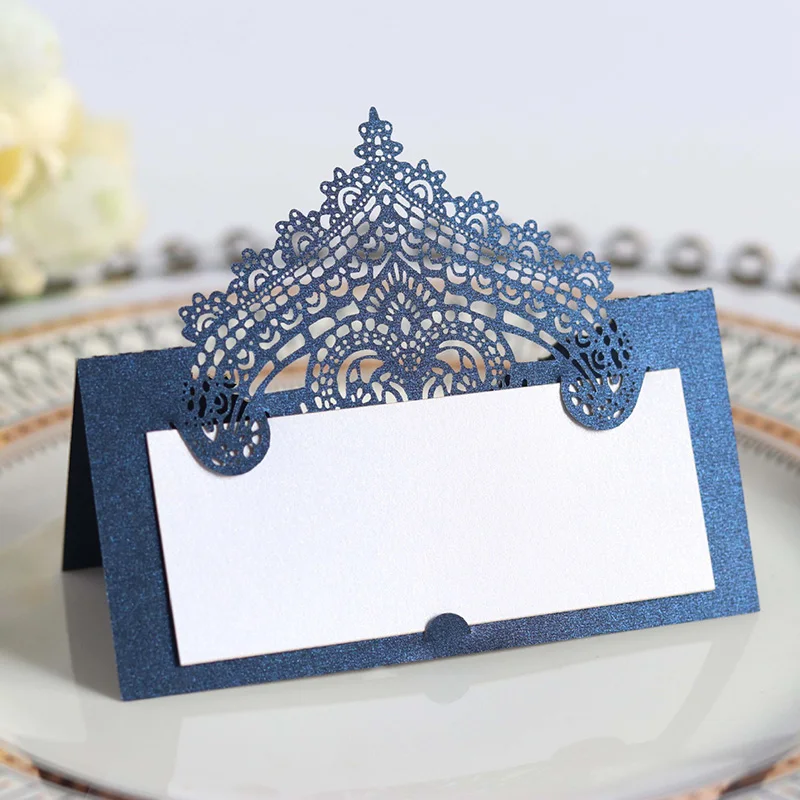 

50pcs Laser Cut Lace Flower Table Name Place Cards Favor Table Name Message Setting Card Wedding Birthday Party Favor Decoration