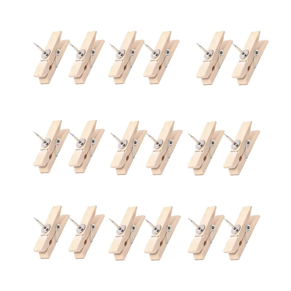 

Pack of 100 Photo Clips Wood Pins Decoration Hanging Paper Craft Clothespins Reusable Portable Household Office Pegs