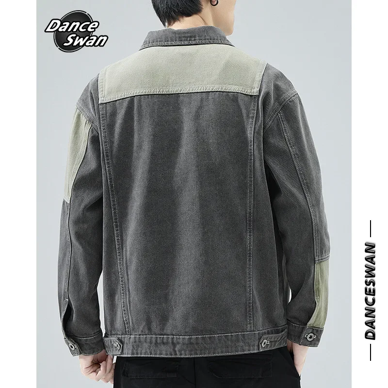 Осенняя новая модная брендовая мужская джинсовая куртка свободного покроя в