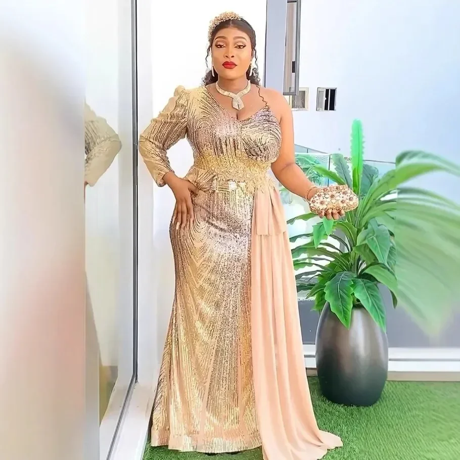Африканские вечерние платья с блестками для женщин осенние элегантные