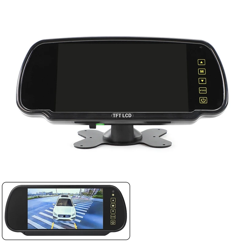 

Reverse Parking System 7 Inch AHD Car Monitor Rearview Mirror for 360 Car Camera System Support CVBS Input/630 Soultion
