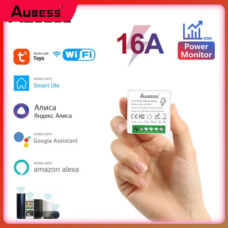

With Energy Monitor Switch Module Tuya Smart Wireless Switch 16a 2-way Control Mini Breaker Timer Smart Life Control Tuya Wifi