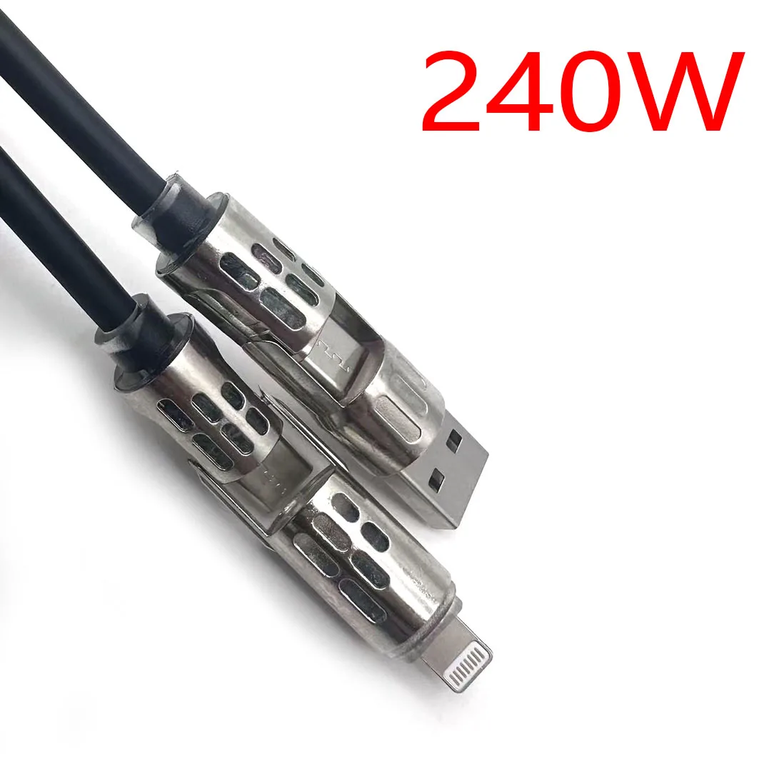 Фото Кабель для передачи данных 4 в 1, 240 Вт, сверхбыстрая зарядка, USB Type-C, из жидкого силикона и алюминиевого сплава, для iPhone, Huawei, Samsung, Xiaomi №1