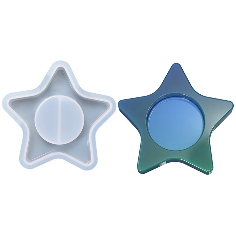 Y1UB Кристалл пятиконечная звезда подсвечник форма для эпоксидной смолы