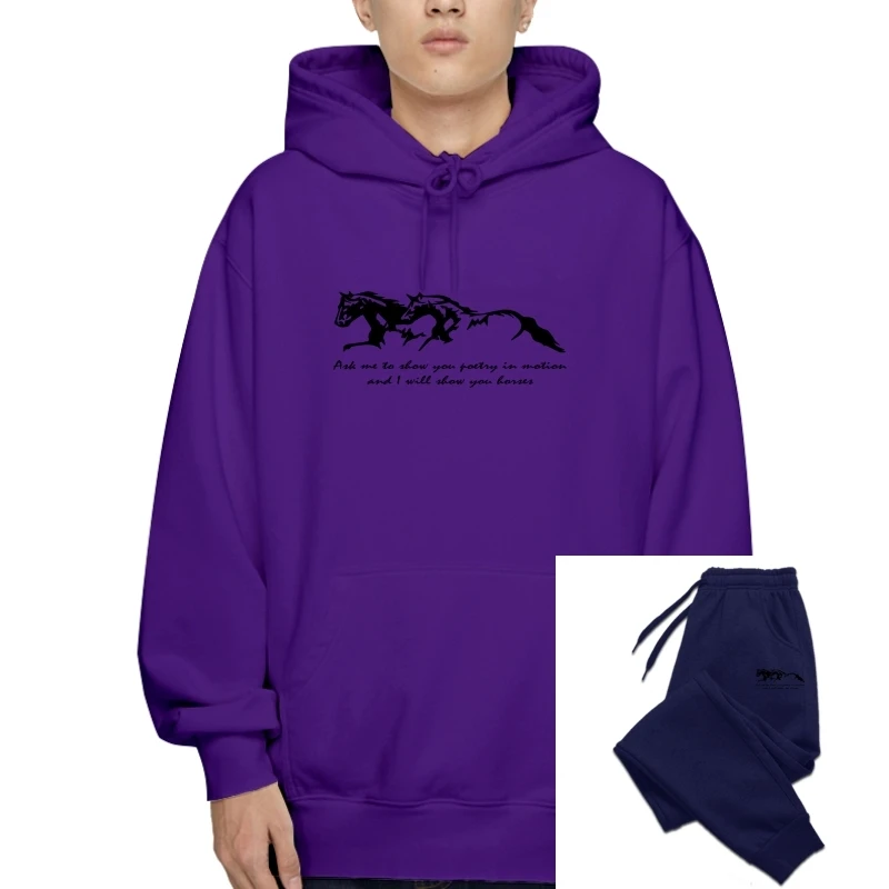 

High Quality Casual Printing Hoody Ask Me To Show You Poetry Horses Mens Soft Pullover Horse Lover Graphic Hoody Z2 Man T-Sweats