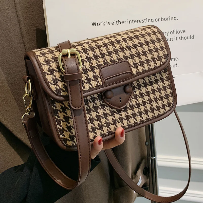 

Retro Bag 2022 New Women's Bag Ins Niche Leopard Pattern Plaid Messenger Bag Fashion Single Shoulder Small Square Bag